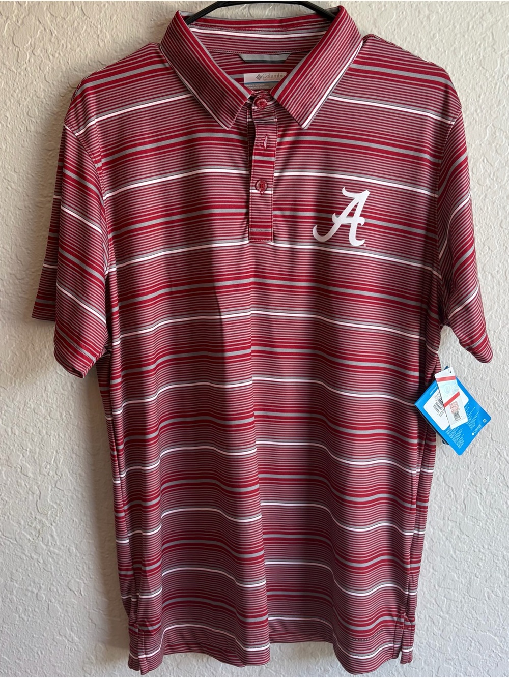 Columbia Alabama Crimson Tide Performance Striped Polo - Men’s Medium NWT BAMA